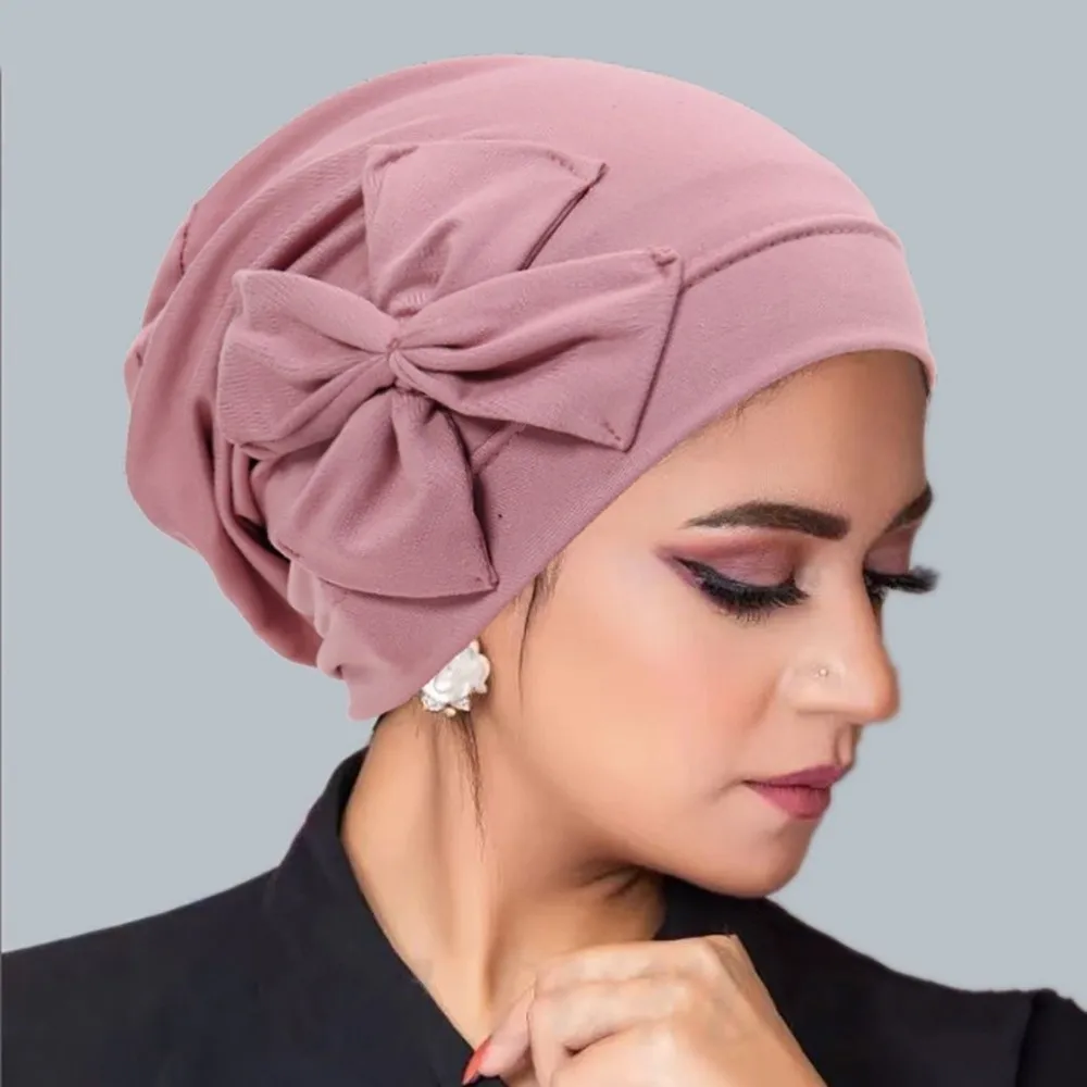 

New Solid color Women Inner Hijab Hat Soft Elastic Indian Bonnet Headscarf Breathable Chemo Cap