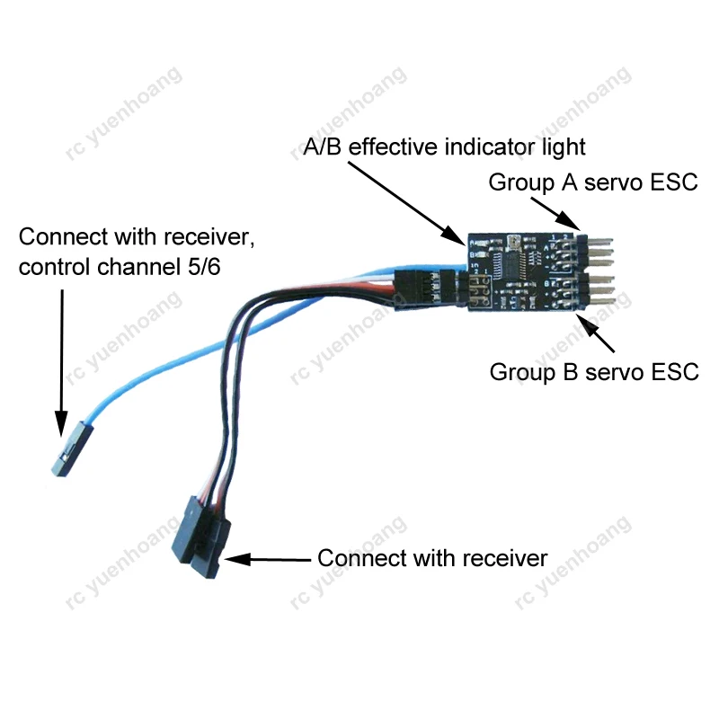 1PCS Servo/ESC Switcher 3.6-6V Two Groups Dual Channel Signal Distributor Water Land System Exchanger for RC Amphibious Ship Car