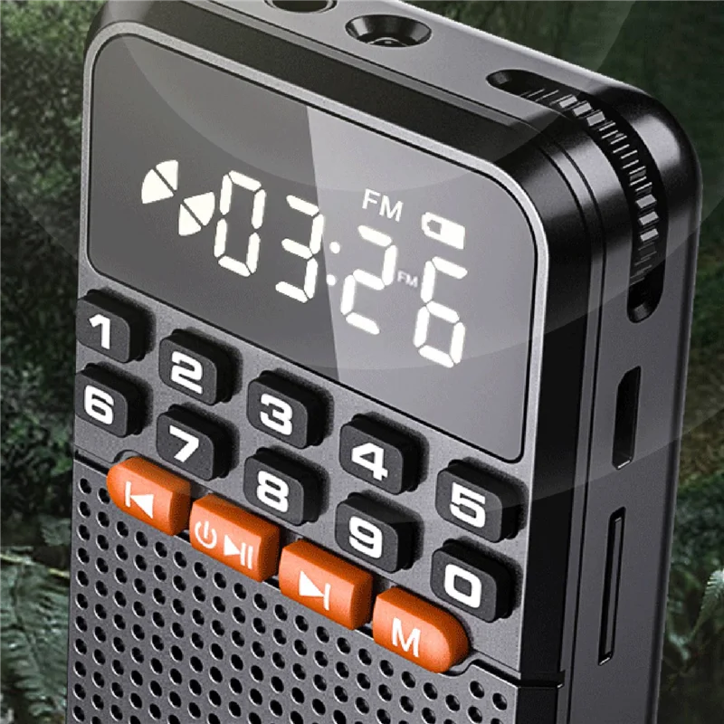 

Rolton Portable Mini Radio FM Mini Radio Receiver Bluetooth Speaker TF Card Music Player With LED Flashlight