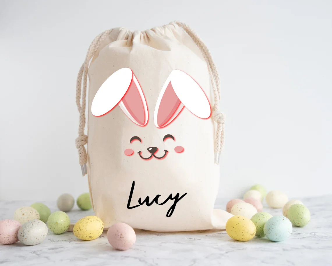 30x40cm Personalised Special Delivery Easter Egg Hunt Trail Basket for Kids Girls Boys Easter Rabbit Egg Gift Bag Party Supplies