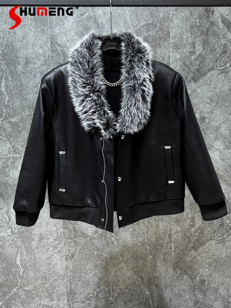 

Мужские зимние новые высококачественные утепленные куртки из искусственного меха с воротником из искусственной кожи, шикарные куртки, модные красивые удобные стеганые парки, пальто