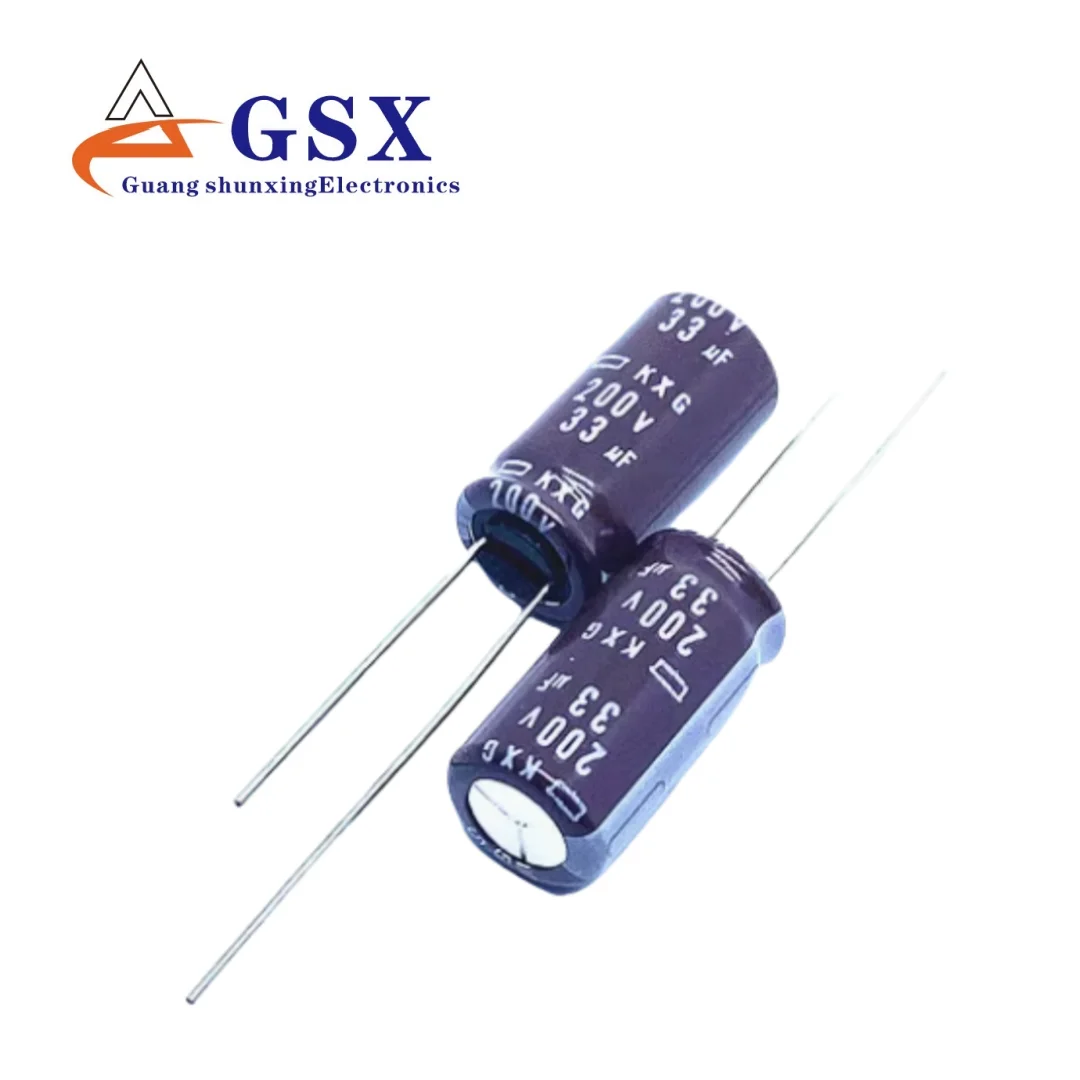 

10pcs Nippon Chemical imported aluminum electrolytic capacitor 200v33uf 10 * 20MM Black Diamond KXG high-frequency long life