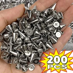 Metal Round Cone Rivets for DIY Leather Silver Cone Studs and Spikes Garment Rivet Screwback Nail Clothing Accessories Wholesale