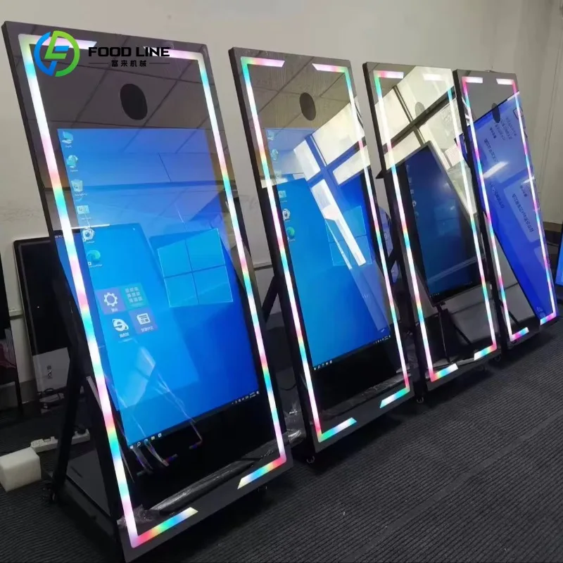 65 Inch Magic Mirror Photo Booth Machine With Camera and Printer Touch Screen Led Frame Kiosk for Events Parties Weddings