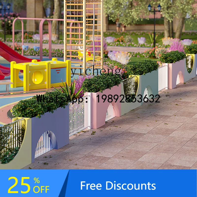 AA  road guardrail custom flower box partition  municipal vine climbing frame parking lot landscape fence