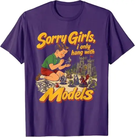 Tabletop-Gamer-T-Shirt „Sorry Girls I Only Hang with Models“ Y2k Grafikkleidung für Tabletop-Gaming-Enthusiasten Halloween-Kostüm-T-Shirt – Detail 11