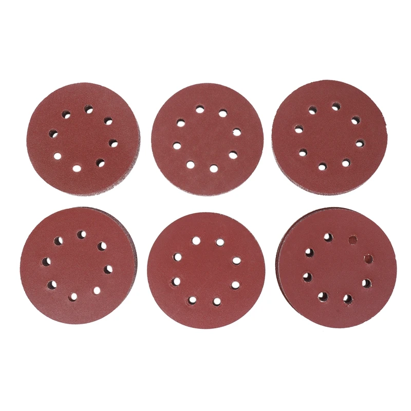 ABUL-60PCS discos de lijado de 5 pulgadas papel de lija surtido 60 80 120 180 240 320 granos para lijadoras de pista aleatorias eléctricas