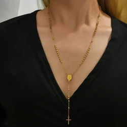 Stainless Steel Necklaces For Women Men Long Chain Crucifix Cross Pendant Necklace Religious Praye Jewelry gift