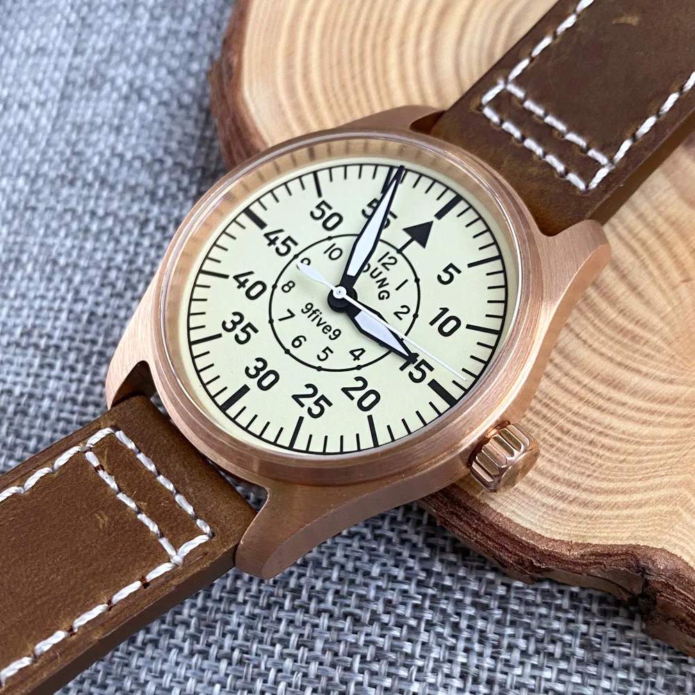 Tandorio Real Bronze Pilot Diver Automatic Watch for Men 20bar Waterproof Wristwatch Vintage White Dial Full Lumious Relojes