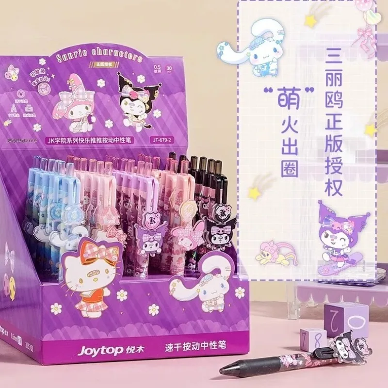 Sanrio Pen Animation Hello Kitty Kuromi Cinnamoroll My Melody Click Box Cute Cartoon Student Exam Pen Black Office Signature Pen