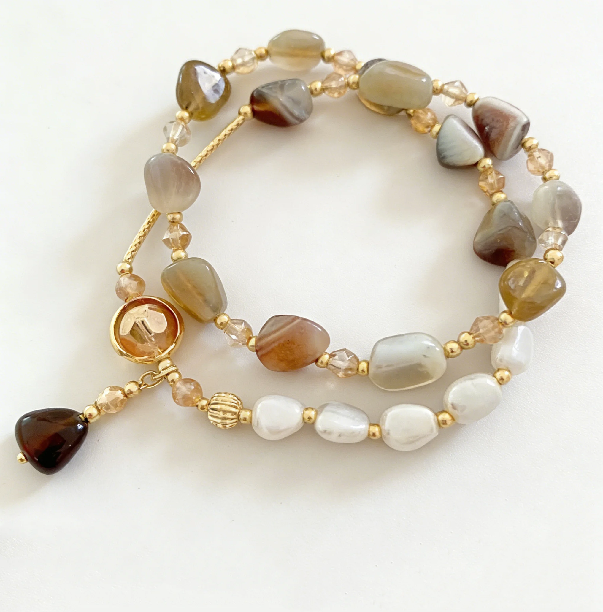 

1 Pc Imitation Stone Pearl Bracelet Female Niche Design Delicate String Retro Light Luxury Hand Jewelry Double Layer Wear Gift