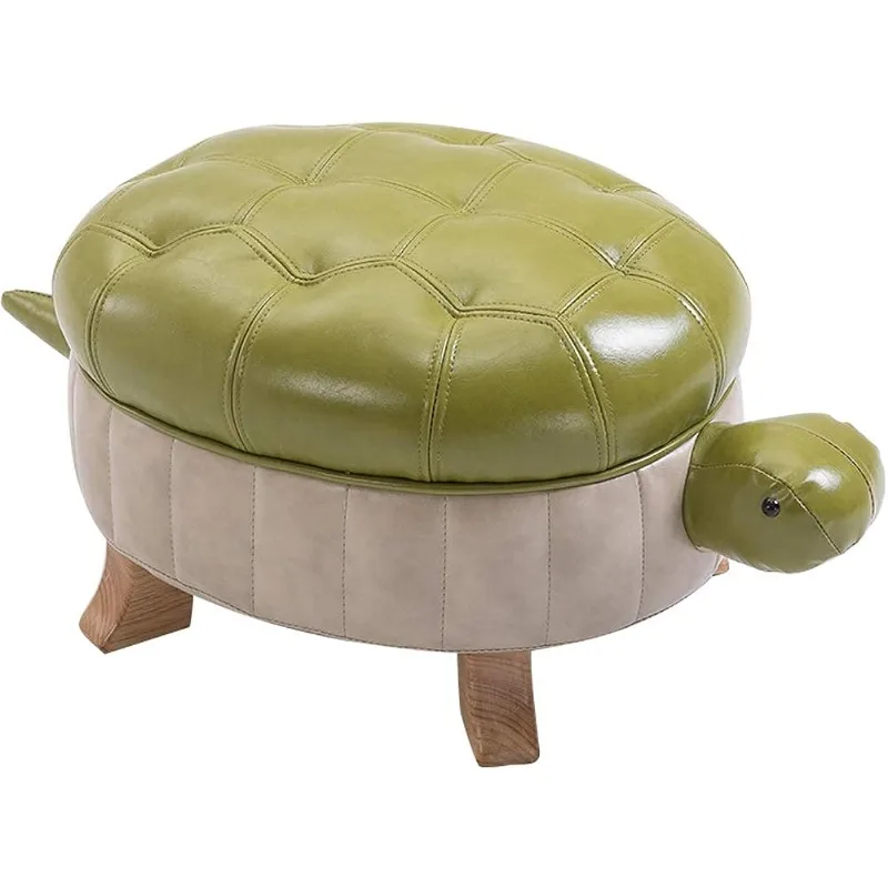 

Animal Footstool Turtle Upholstered Ottoman PU Leather Pouf Wood Foot Stool Rest for Living Room Bedroom Sofa Bench Seat Chair