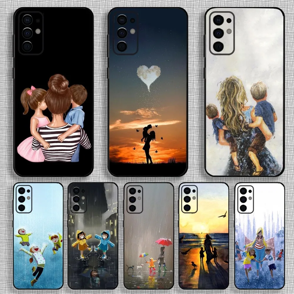 Beautiful Mother Daughter Son Phone Case For Samsung S24,S21,S22,S23,S30,Ultra,S20,Plus,Fe,Lite,Note,10,9,5G Black Soft Cover