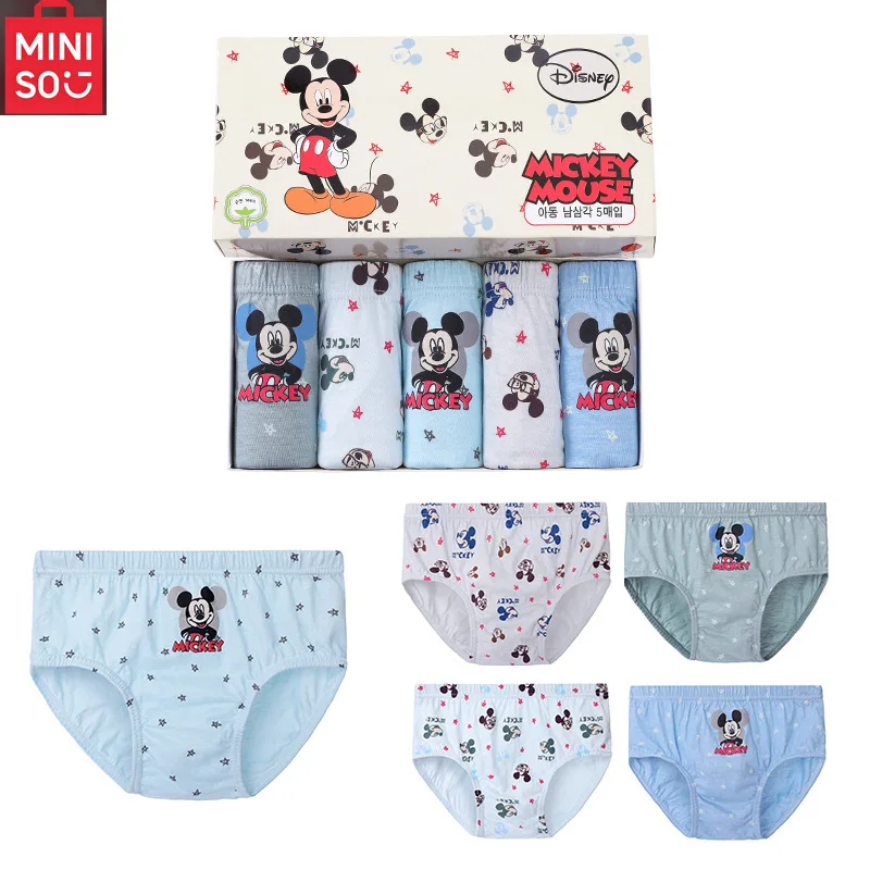 

MINISO Новое нижнее белье для девочек, дышащее нижнее белье из чистого хлопка с героями мультфильмов для младенцев и маленьких детей, комплект из 5 шт.