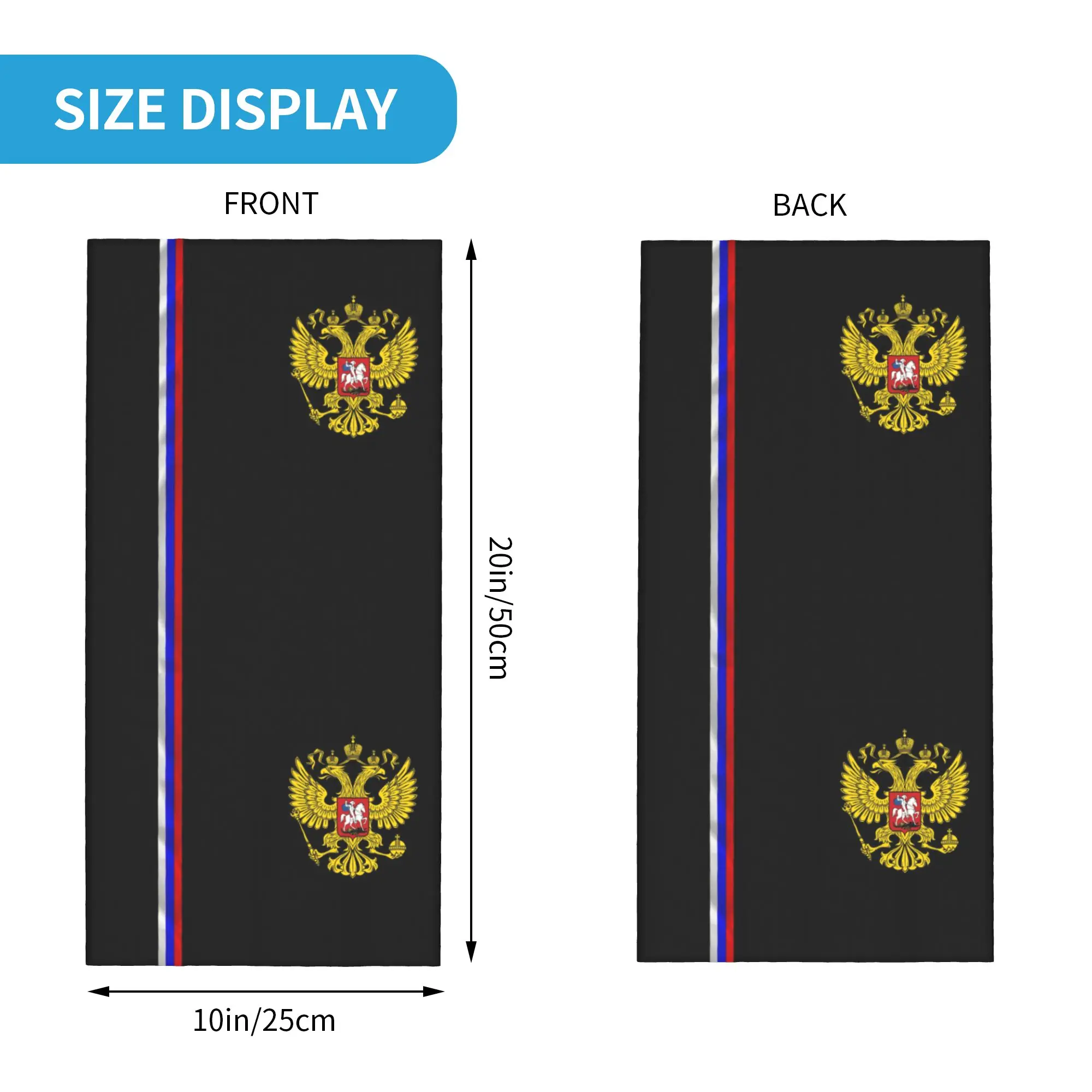 Russian Flag Bandana Winter Neck Warmer Men Windproof Wrap Face Scarf for Ski Russia Coat of Arms Gaiter Headband