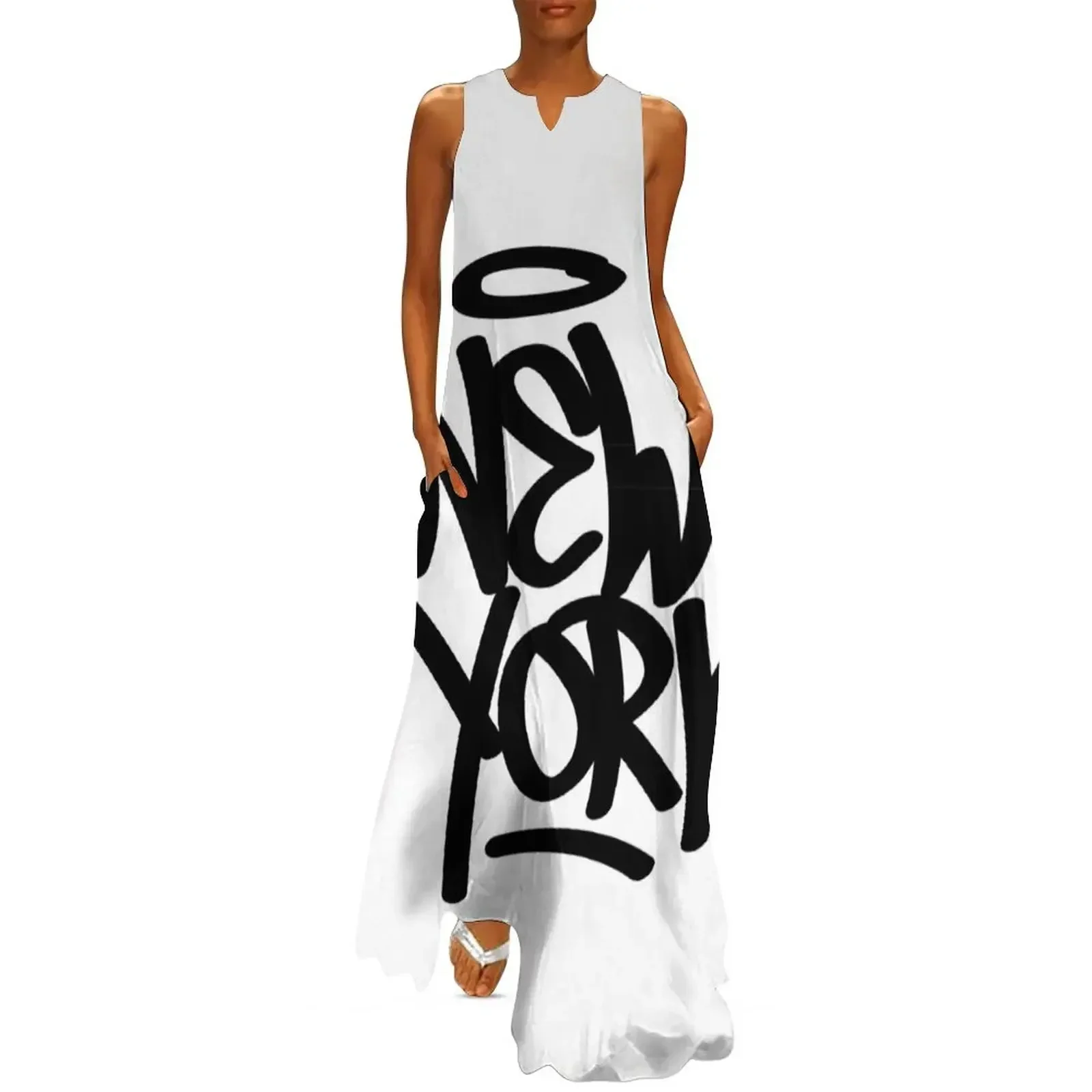 

York Graffiti Long Dress Evening gown Casual dresses Women's summer skirt Woman fashion Dress