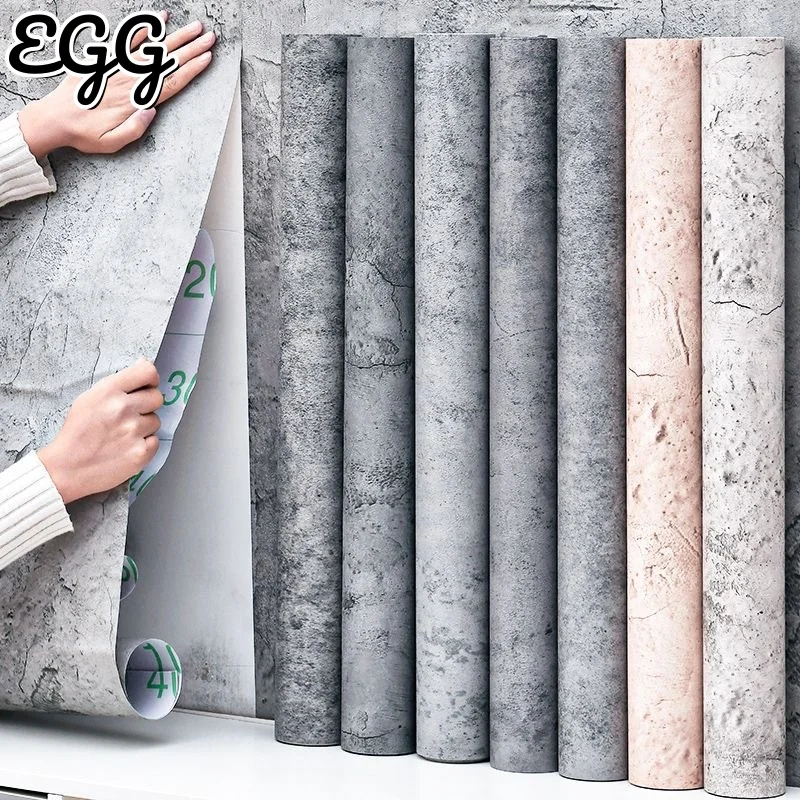 

PVC Vintage Simulation Cement Pattern Self-adhesive Wallpaper Ceramic Tile Wall Sticker Suitable for Bathroon Kitchen Home Decor