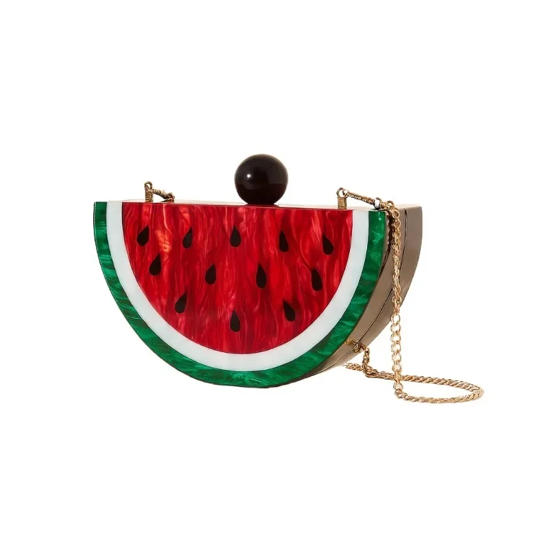 Trendy Watermelon Orange Shaped Acrylic Evening Clutch Cute Fruit Packet Chain Shoulder Bag 2025 Women's New Banquet Bag