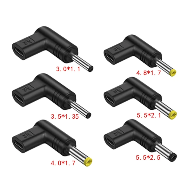 Laptop DC zasilacz zestawy rodzaj USB C żeńskie do wtyczka DC złącze zasilania 3.0x1.1mm/3.5x1.35mm/4.8x1.7mm/4.0x1.7mm/5.5x2.1mm