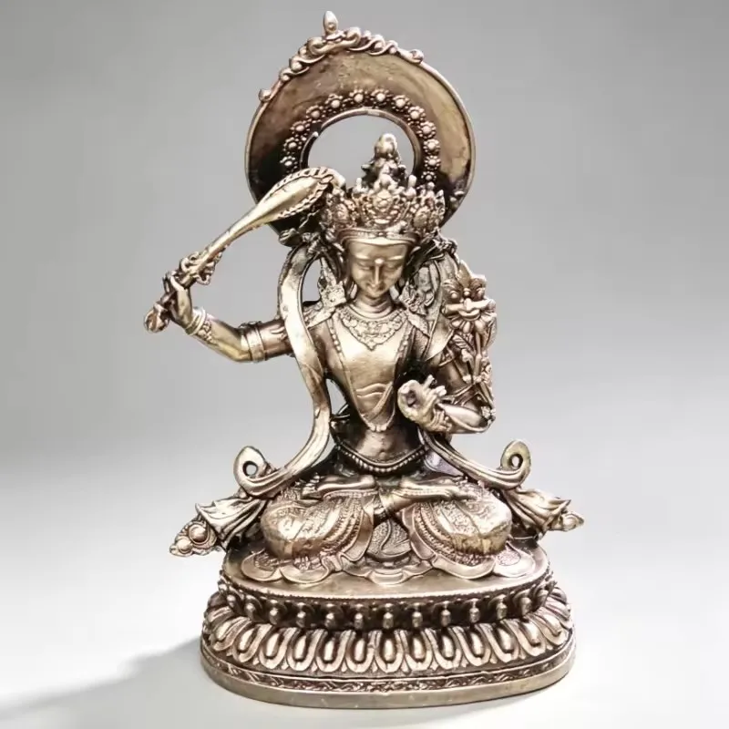 Vintage Manjushri Bodhisattva Statue Tibetan Buddhism Wenshu Buddha Sculpture Home Altar Decor Home Decoration Accessories