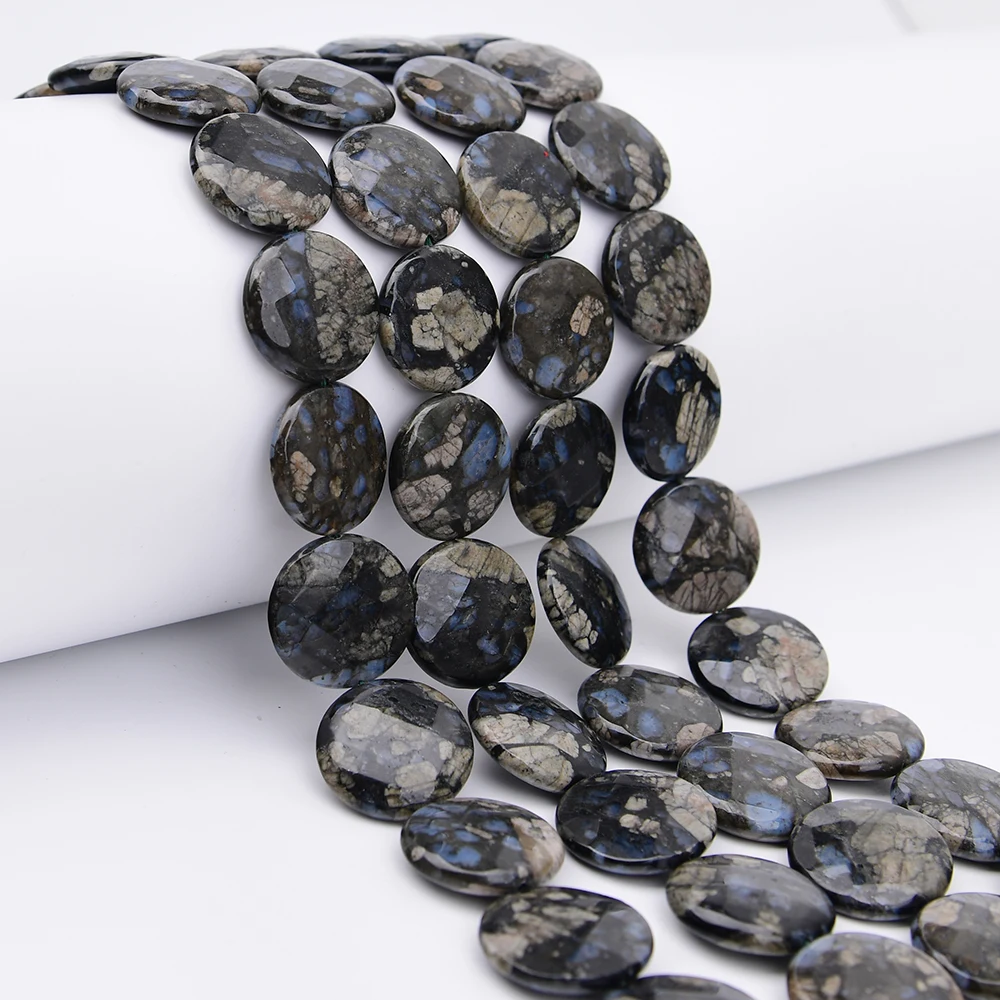 APDGG 25mm Natural Gray Opal Stone Jasper Faceted Coin Slice Loose Pendant Beads 15.5'' Strand Jewelry DIY