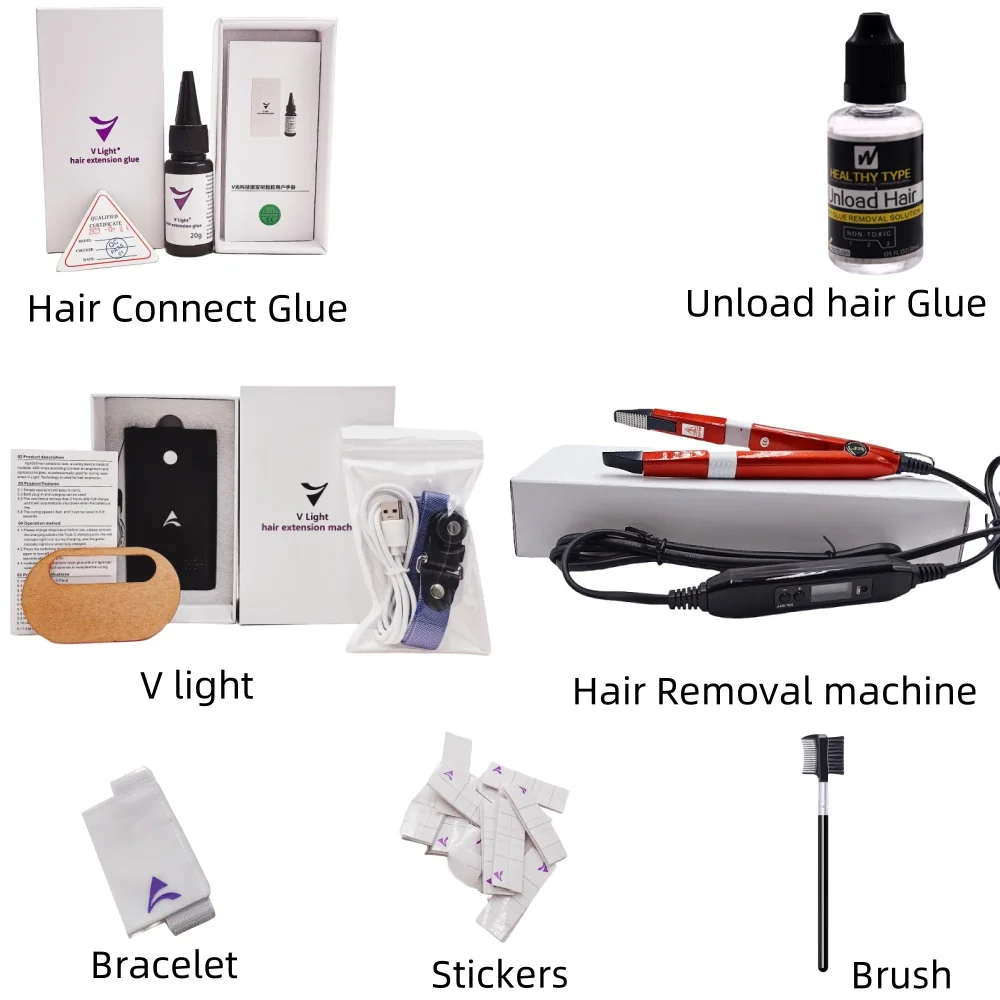 V Light Technology parrucca di estensione dei capelli pezzo di capelli capelli veri strumento di innesto rapido strumento solido e senza tracce per l'estensione dei capelli del nastro