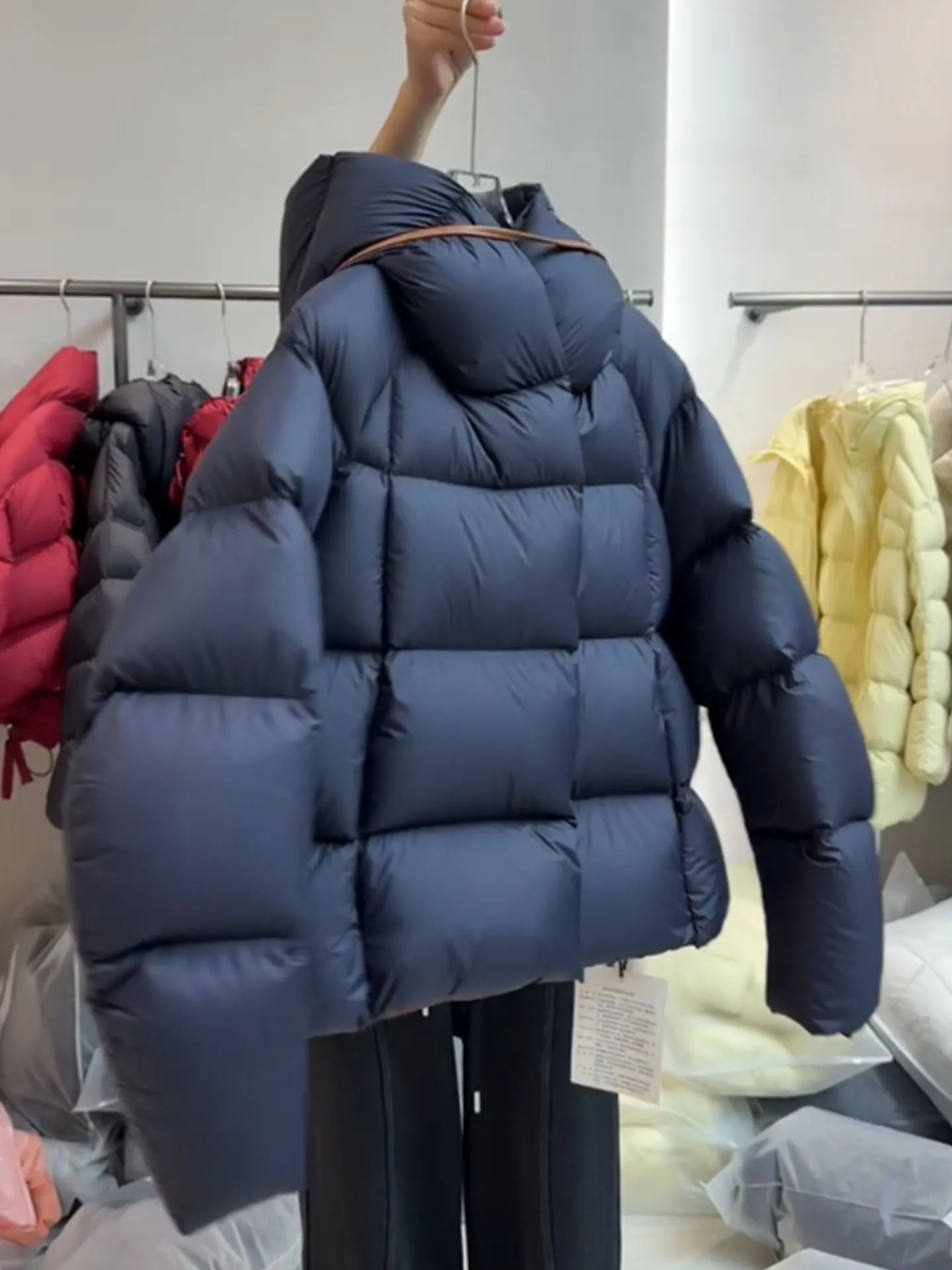 Sle coreano feminino ort Thiened inverno para baixo Jaet gola quente Bla Du casaco de penas cintura alta longo Sve poliéster...