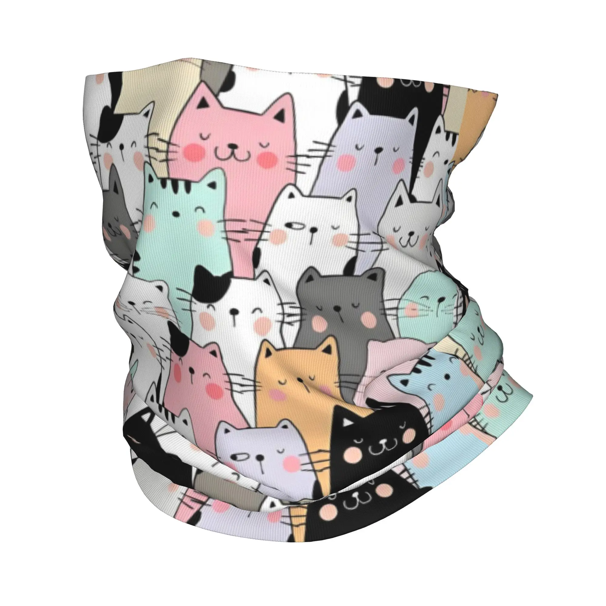 Benutzerdefiniertes Katzen-Bandana, Winter-Halswärmer für Damen, winddicht, Wickel-Gesichtsschal zum Wandern, bunt bedrucktes Gamaschen-Stirnband