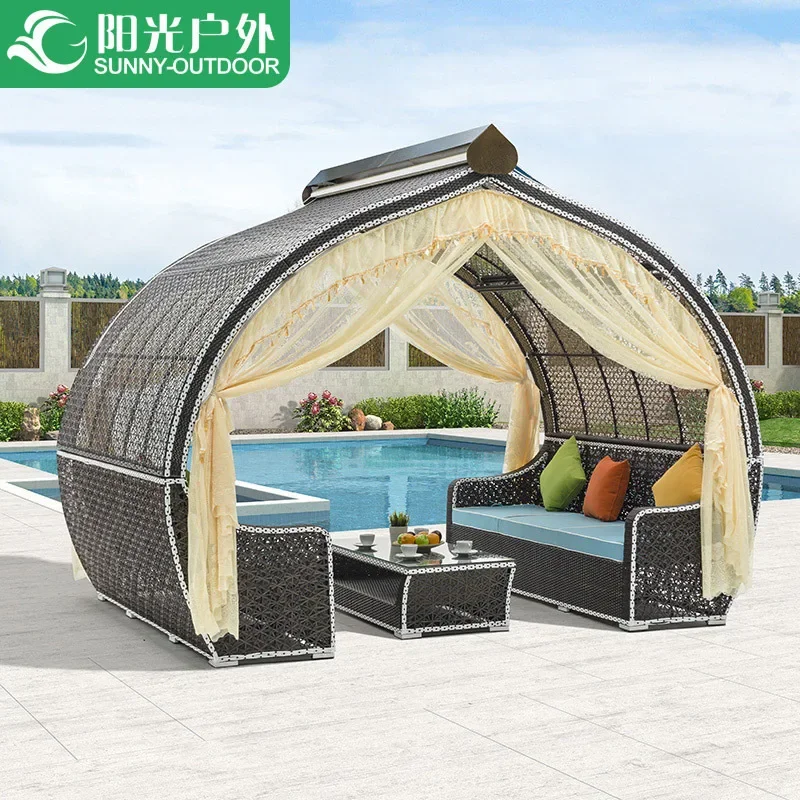 Sunshine outdoor tent pavilion European style large tent villa courtyard garden homestay rattan art Roman pavilion tent