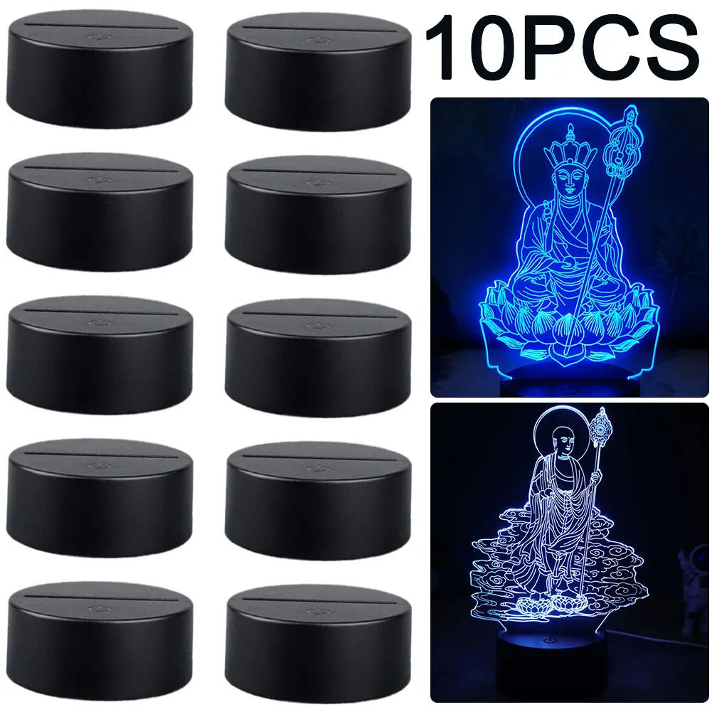 3D LED Light Base Round Acrylic Light Board Display Base (Black 7 Colors)