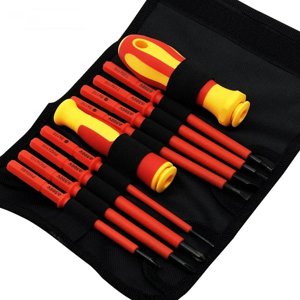 10 In 1 Insulated Magnetic Screwdriver Set Chrome Vanadium Steel With TPR Handle For Electrician Home Repair Tools Kit