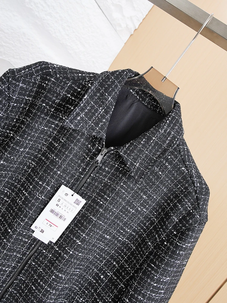 Fashionable Casual Men's Jacket Spring Breathable All-Match Checkered Pattern Zipper Closure Standard Fit Urban Style Coat