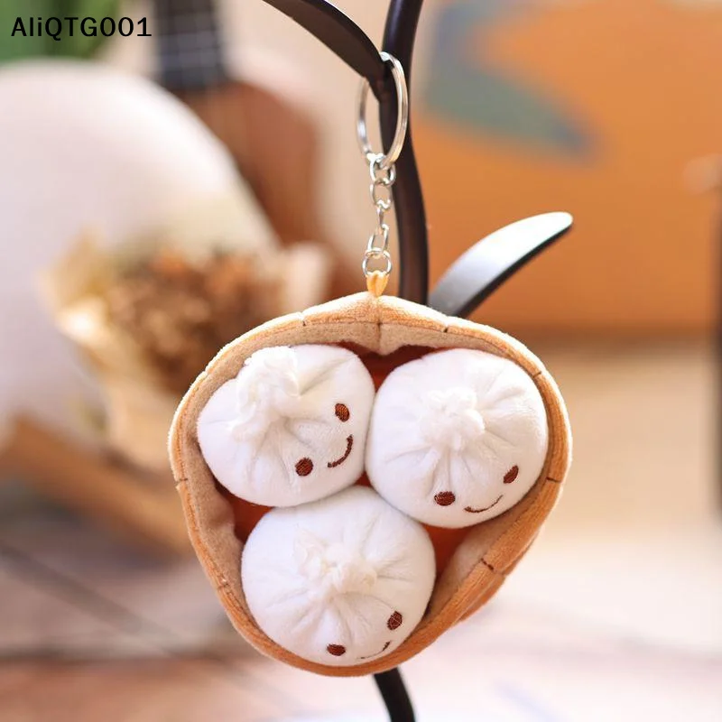 

1 шт. Милый пушистый брелок-сяолунбао, мягкий плюшевый брелок, мультяшный брелок-имитация еды, подвеска в виде маленькой булочки, уникальный подарок на день рождения