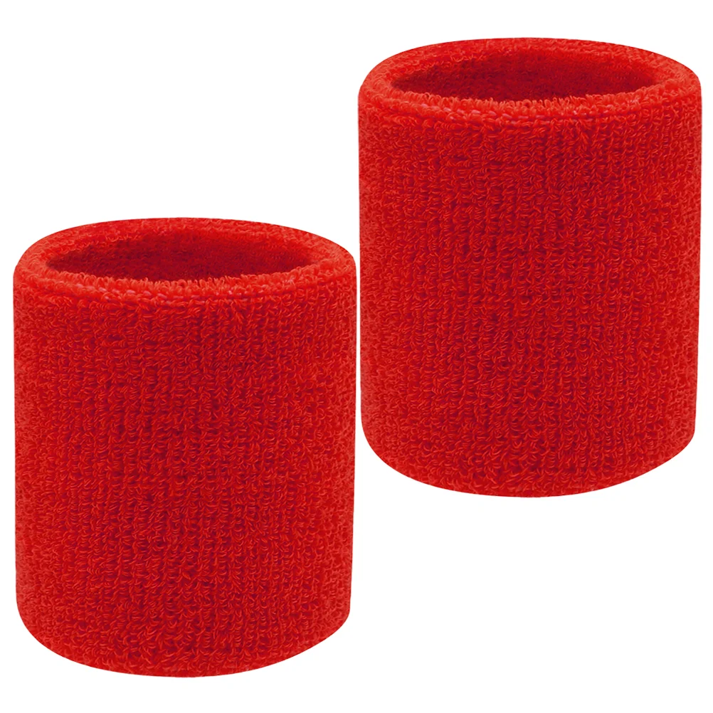 

2 Pcs Wristbands Basketball Badminton Sweat Sports Sweatband Sweatbands Red Tennis Fitness