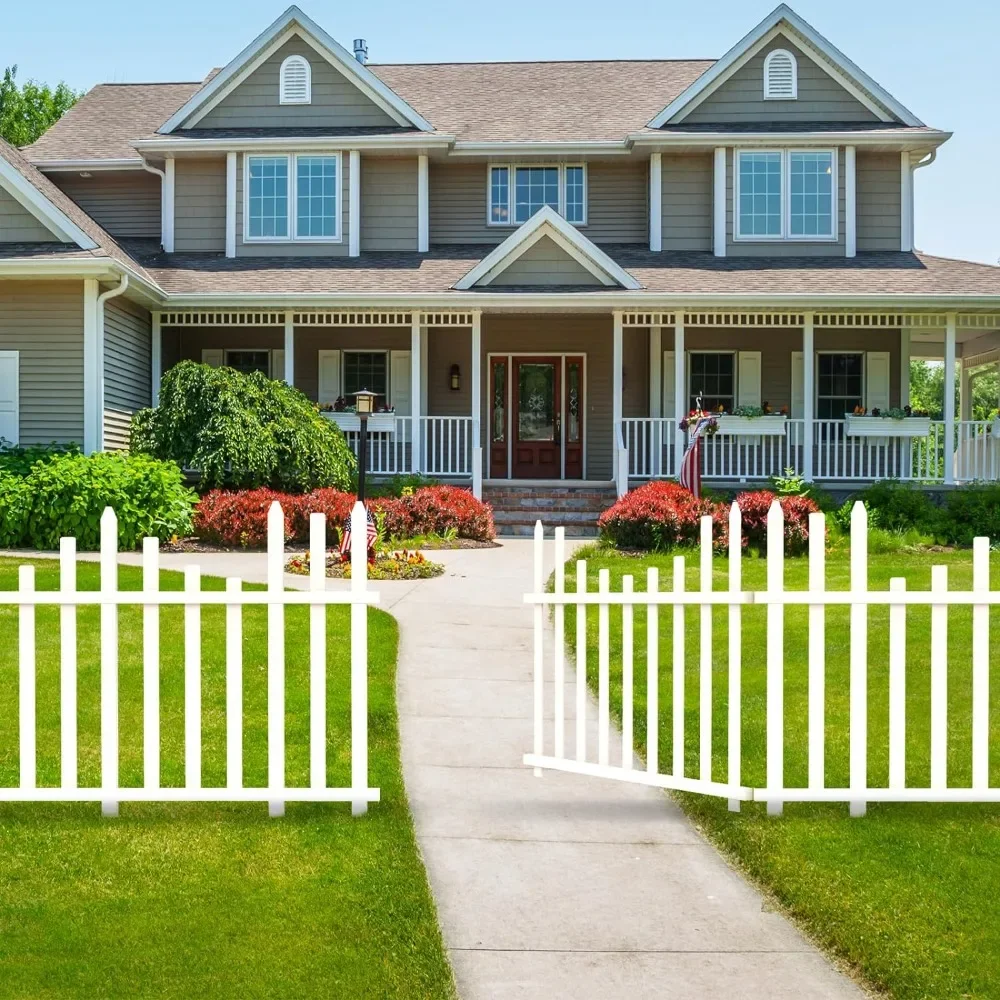 

White Vinyl Picket Fence Gate, 61" W X 30" H Inch Wire Garden Fence