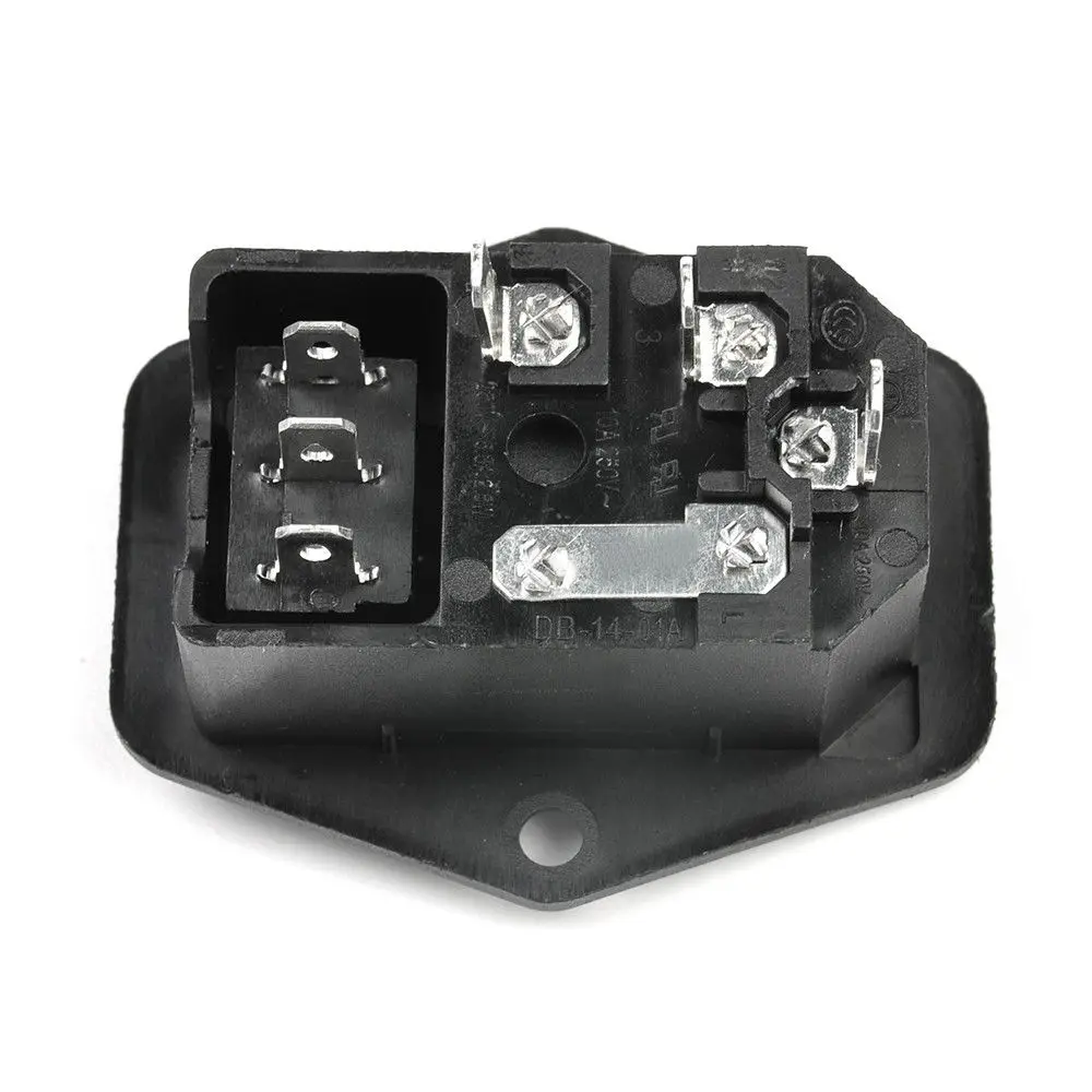 B24B New 3 Pin Iec320 C14 Ac Inlet Male Plug Power Socket With Fuse Switch 10A 250V
