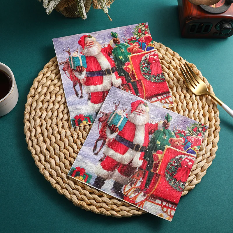 20 pezzi 2 strati 33c festa fine sala da pranzo tovaglioli di carta usa e getta tovaglioli stampati tovaglioli colorati collezione natalizia tovaglioli quadrati