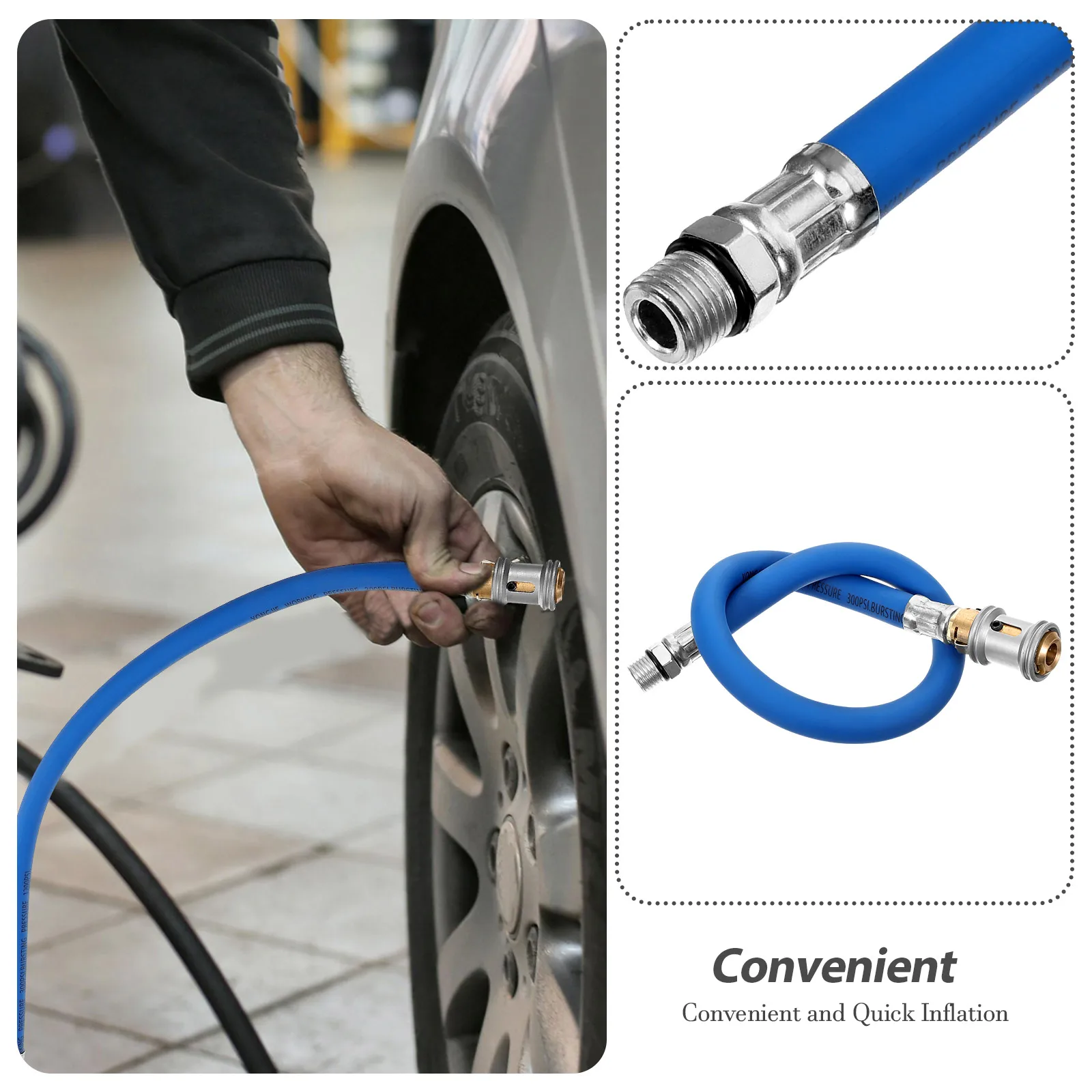 

Hose Quick Inflatable Tube Car Pump Extension Air Tire Inflator Fitting Inflation Outlet Pipe Blue