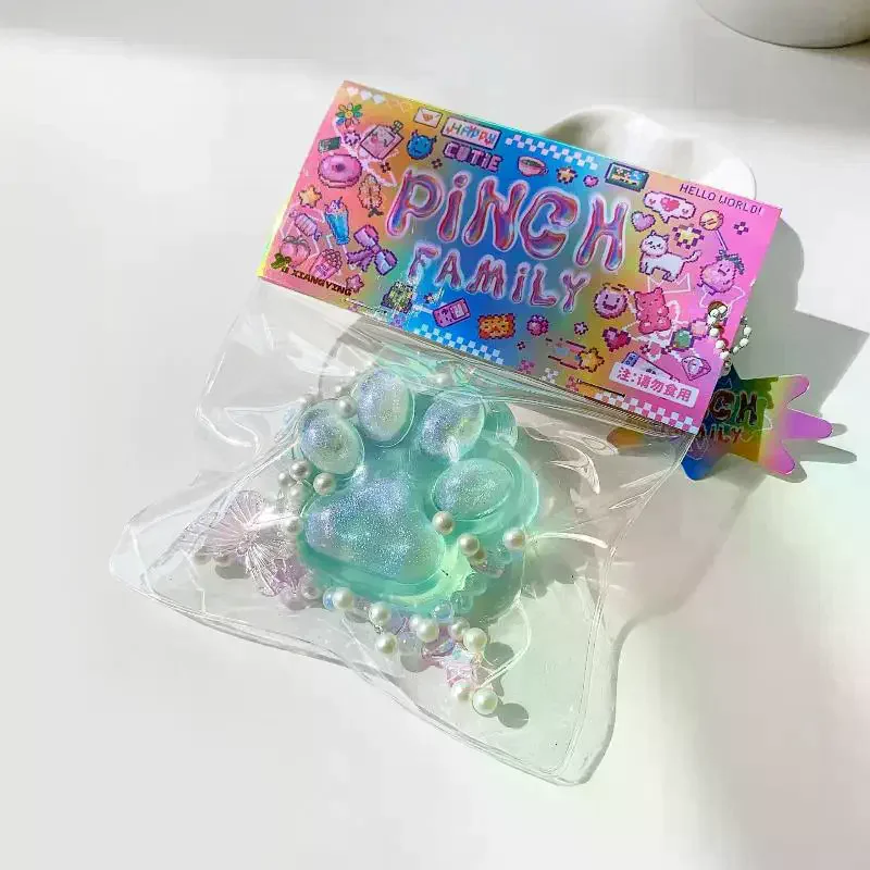 Squishy Transparent Cat Claws Squeeze Toys Kids Adult Soft Pinch Fidget Toys With Butterfly Beads Halloween Christmas