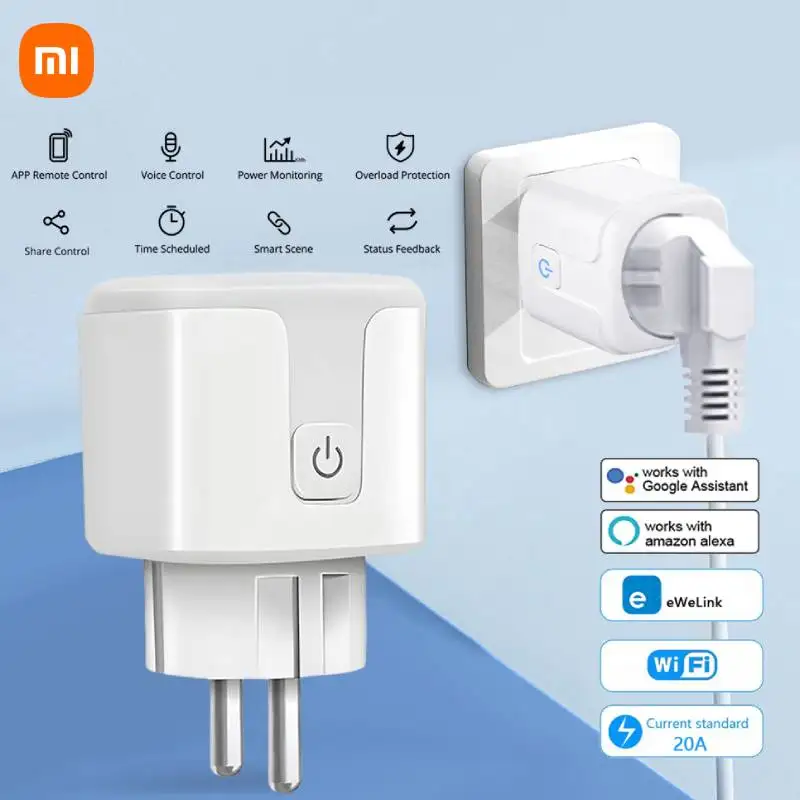 Xiaomi-enchufe inteligente con WiFi, dispositivo con Monitor de potencia, función de sincronización, Control por aplicación Smart Life, funciona con