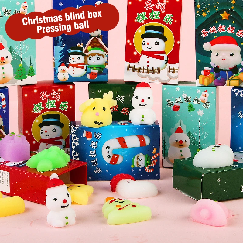 Squishies Blind Box Kawaii Santa Chrismas Scene Toys Antistress Ball Squeeze Party Favors Stress Relief Toys for Chrismas