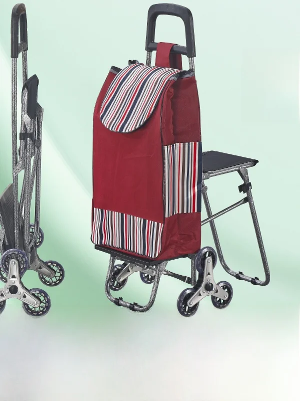 

Large Capaci op Cart with And Pull Rod Stair Climbing Hand-Pulled Cart for ly People Vegetable Bung Cart