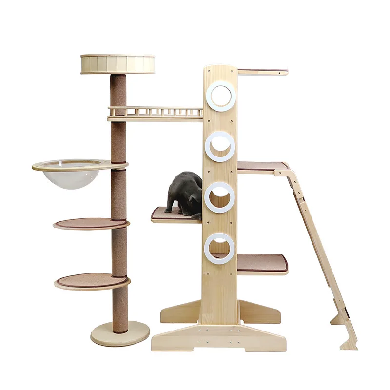 climbing frame, c nest, cat tree integrated, large  villa widened cat scratching board cloth