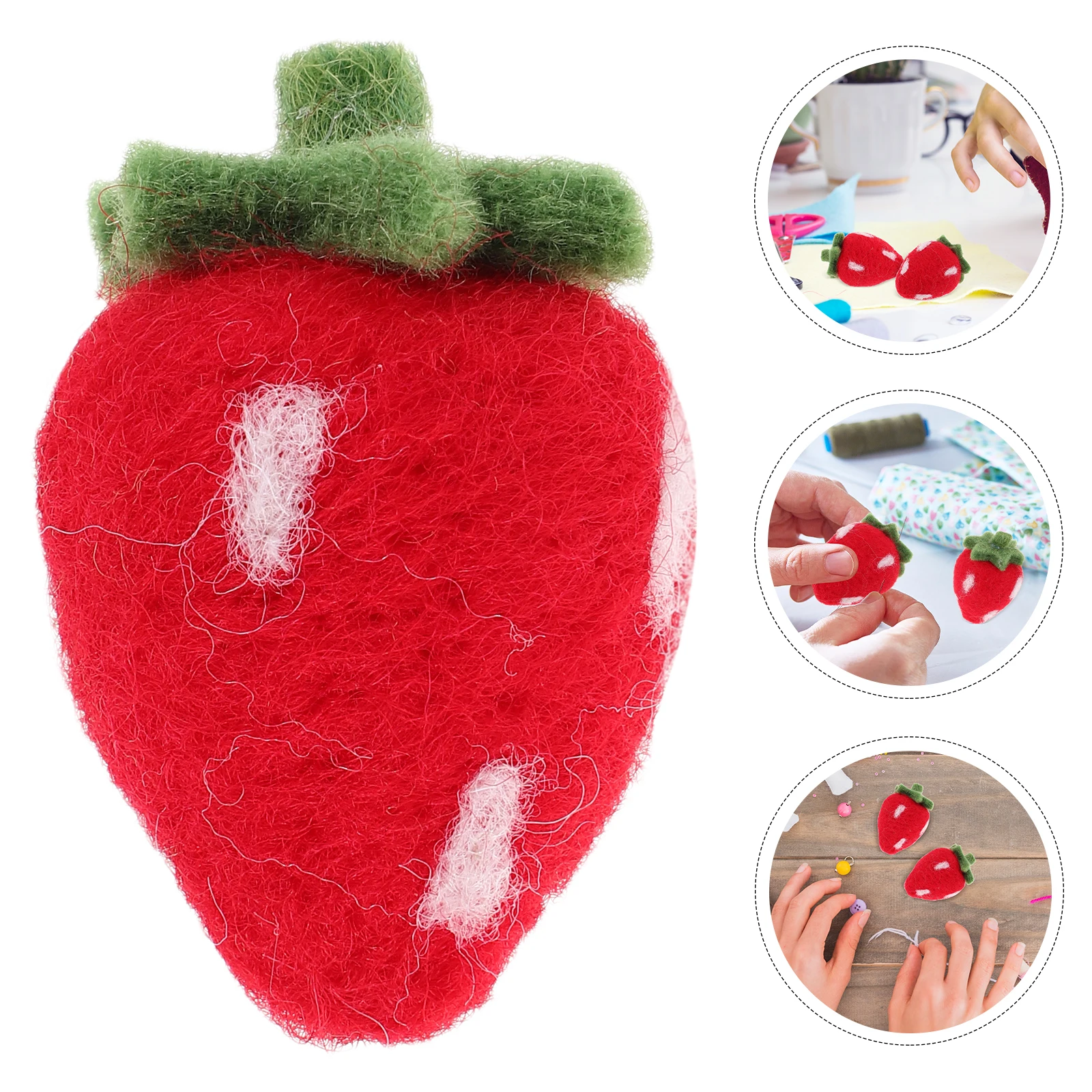 

5pcs Handmade Felt Strawberries Diy Craft Supplies Needle Felting Kits Holiday Party Decorations Artificial Fruit Embellishments