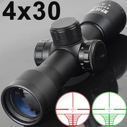 Tactical 4x30 Scope Outdoor Hunting Optical Scope Adjustable Crossbow Short Airsoft Sight with 20mm/11mm Rail Mounts