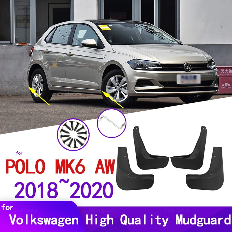 for VW Volkswagen Polo MK6 AW 2018 2019 2020 Car Fender Mudguard Mud Flaps Guard Splash Flap Car Accessories