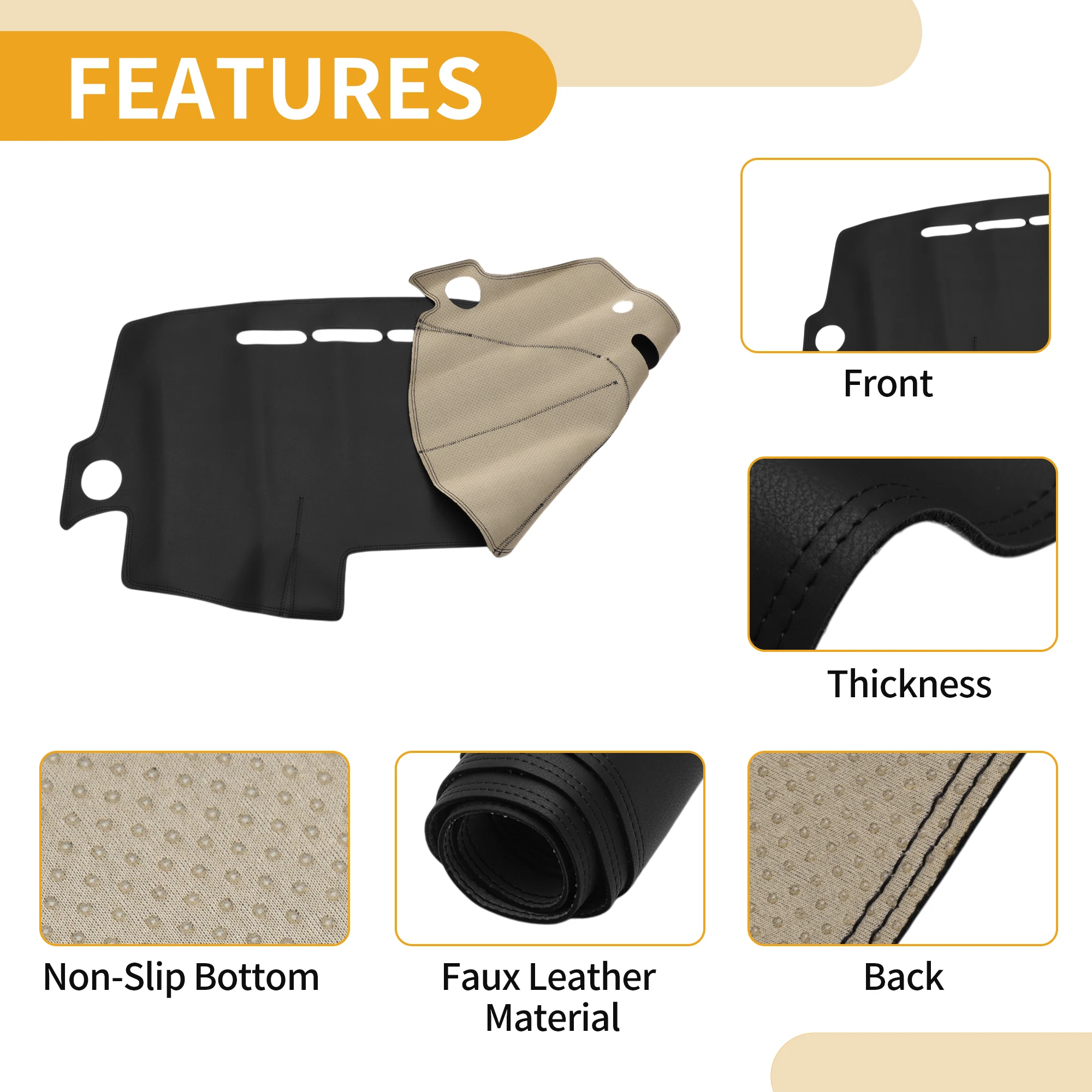 غطاء لوحة القيادة UXCELL لكيا بيكانتو مورنينج SA 2004-2011 أسود 1 قطعة مضاد للانزلاق #6