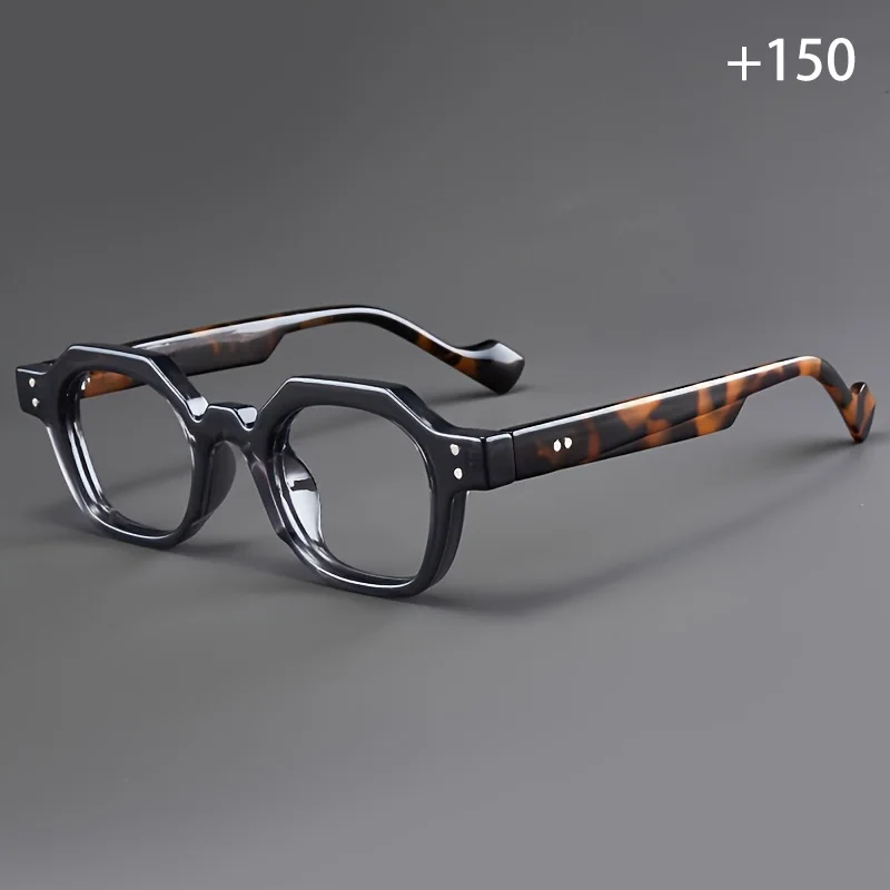 نظارات قراءة على الطراز القديم على شكل سلحفاة رمادية، نظارات قراءة عصرية للرجال والنساء، نظارات ثنائية البؤرة متعددة الأضلاع #2