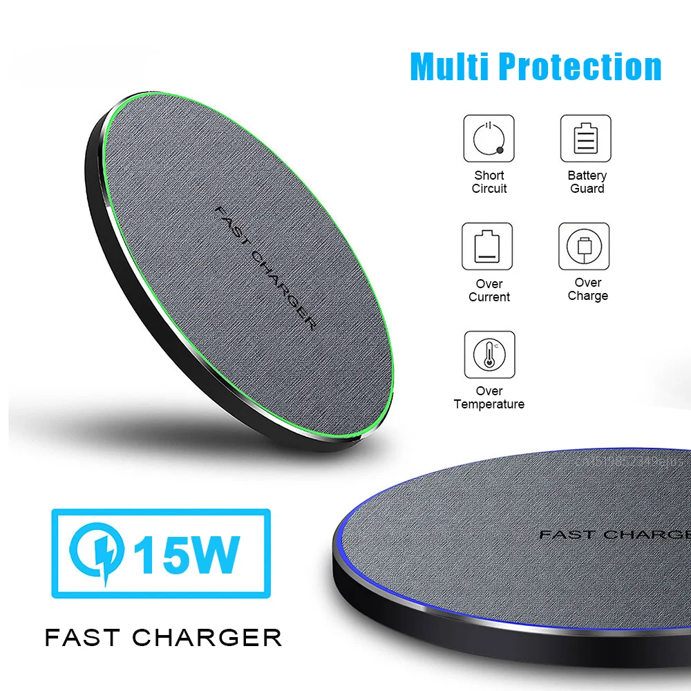 Wireless Charger Pad Ultra-Thin Fast Wireless Induction Charging Station for iPhone 17 16 15 Pro Max Samsung Galaxy S25 S24 S23