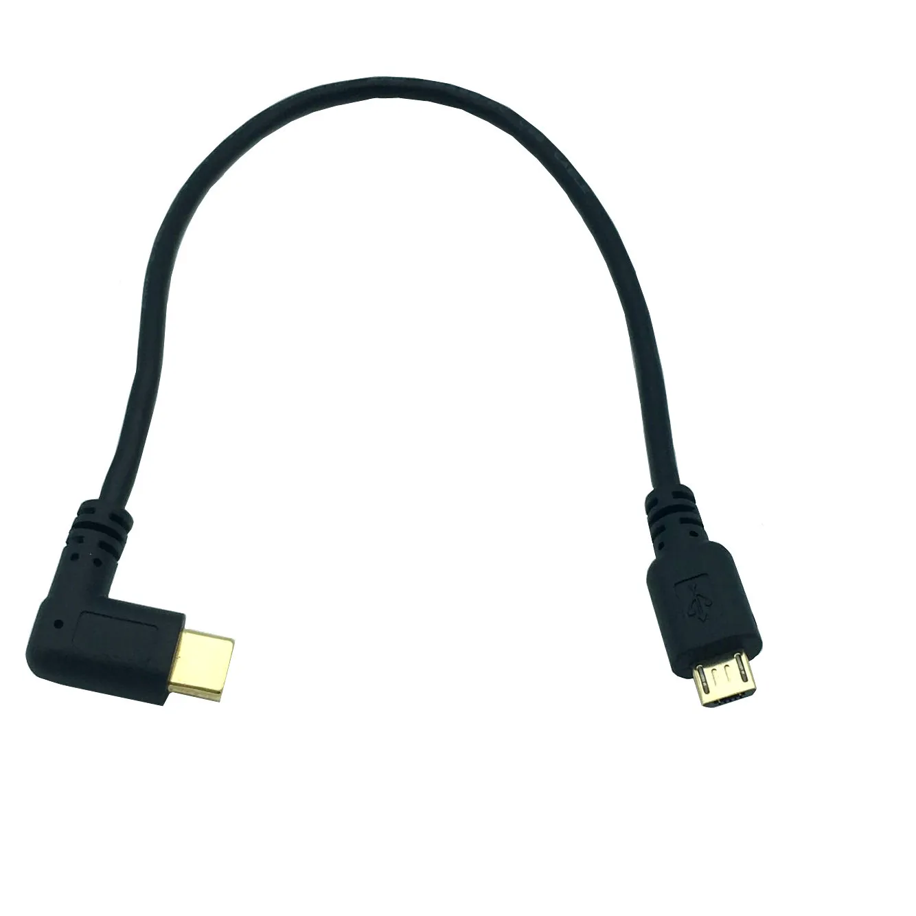 Позолоченный локоть USB 3.1 Type-C «папа» к Micro USB 2.0 «папа» Кабель для зарядки и синхронизации данных 0,25 м/25 см Шнур питания для электроники